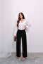 Relaxed Fit Pleated High Waist Elasticated Back Palazzo Pants 4315 - Black
