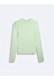 Long Sleeve Turtleneck Basic Green Sweatshirt - 2