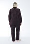 Women's Plus Size Cotton Zippered Velvet Tracksuit Set - Claret Red - B 2287 - 8