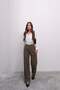 Relaxed Fit Pleated High Waist Elasticated Back Palazzo Pants 4315 - Khaki - 3