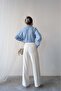 Loose Cut High Waist Gold Button Double Leg Trousers 4317 - White - 5