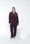 Women's Plus Size Cotton Zippered Velvet Tracksuit Set - Dusty Rose - B 2289 - 2