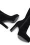 Women's Faux Leather Black Suede Heeled Boots - 5