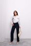 Relaxed Fit Pleated High Waist Elasticated Back Palazzo Pants 4315 - Navy Blue