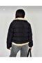 Women's Black Shirt Collar Short Coat with Fur Inside - 5