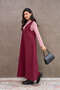 Long Burgundy Cashmere Jile Dress - 4