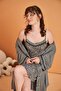 Women's Viscose Stretch Fabric 4-Season Fabric Long Sleeve Leopard Single Dressing Gown - 3