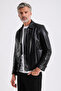 Maroquin Leather Stefan Men's Shirt Collar Leather Coat - 5
