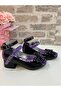 Rugan Shiny Patterned Heel Shoes with Barrel Heel - 2