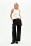 Maternity Stretchy Belly Band Adjustable Waist Winter Wide Leg Classic Pants Black - 4