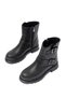 2051-2014 Black Buckle Flat Heeled Buckle Zippered Daily Women's Boots - 5