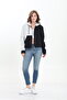Puff 3-Thread Fleece Inside Asymmetric Color Block Belted Zippered Cardigan - 2