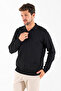 Men's Polo Neck Wide Stripe Knit Sweater Black - K-2603 - 7