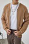 Premium Men's Zippered Biscuit Color Knitwear Cardigan Ls-62003 - 2