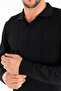 Men's Polo Neck Wide Stripe Knit Sweater Black - K-2603 - 2
