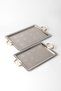 Stainless Steel Silver 2-Piece Tray Set – Gold Handled Service and Presentation Tray, Tarnish-Free & Fade-Resistant