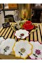 Design Flower Patterned Stone Presentation Napkin, Set of 6 Colorful Cocktail Napkins - 4