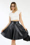 Women's Black Flared Faux Leather Skirt Faux Leather - 4