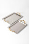 Set of 2 Stainless Steel Silver Trays – Rectangular Patterned Serving and Presentation Tray, Anti-Tarnish, Fade-Resistant