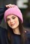Women's Pink Soft Textured Ribbed Acrylic Knitted Winter Beanie - 5