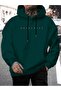 Men's Sweatshirt Green 3 Thread Hooded