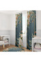 Dark Blue Gold Framed Rose 140X260 Single Wing Background Curtain - 2
