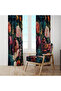Dark Petrol Fuchsia Botanical 140X260 Single Wing Background Curtain - 4