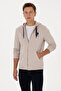 Men's Regular Fit Zippered Hooded Stone Knitted Cardigan 50307765-Vr049 - 3