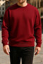 Unisex Winter Comfortable Long Burgundy Loose Sweater - 4