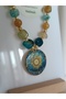 Blue Agate Natural Stone Pendant Polymer Clay Sun Van Gogh Women's Necklace - 2