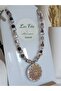 Spectrolite Frosted Quartz Natural Stone Pendant Polymer Clay Sun Women Necklace Adjustable Drawstring Handmade - 6