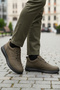 Khaki Nubuck Genuine Leather Orthopedic Men's Casual Shoes 252070 m - 3