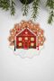 Red Christmas House Cinnamon Sky Design Embroidery Edge Cocktail Napkin 1 Piece