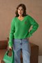 Oversized V-Neck Teddy Bear Print Knit Sweater AW25KZ0068 - 2