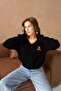 Oversized V-Neck Teddy Bear Print Knit Sweater AW25KZ0068 - 4
