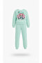 Girl's Cute Bear Printed Fleece-Lined Sweatshirt Tracksuit Set - 2
