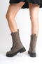 Mink Leather Women's Boots Mia Lace-Up Internal Zipper Thick Soled Waterproof - 4