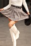 Women's Full Pleated Plaid Mini Skirt with Belt Shorts.1036 - 5