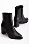 Black Genuine Zippered Pointed Toe Special Design Premium Women's Heeled Boots