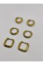 Steel Gold Checkered Hoop Earrings