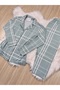 Çağla Green Plaid Patterned Long Sleeve Soft Feeling Pajama Set - 7