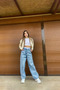 Women's Blue High Waist Zipper Wideleg Jeanwomen's L Stretch Fabric Loose Palazzo Snow Wash Jeans*1 - 2