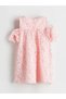 Özmarka New Season Pink Floral Textured Baby Girl Dress - 3