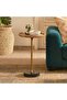 Tera Bliss Round Accent Side Table | Solid Wood Top with Aluminum Base | Modern End Table for Living Room & Bedroom | 56 x 36 x 36 cm