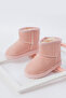 Pink Fur Lined Suede Faux Non-Slip Sole First Step Baby Daily Boots