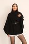 Women's Black New Season Cashmere Belted Poncho. 1208. - 5