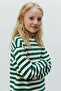 Unisex Children's Cotton Green Striped Long Sleeve Sweatshirt - Comfortable Fit - 3