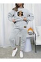 Unisex Men's and Women's Ok Bear Printed 3 Thread Crew Neck Sweatshirt Set