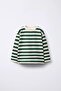Unisex Children's Cotton Green Striped Long Sleeve Sweatshirt - Comfortable Fit