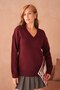 Oversized Soft Textured V-Neck Knitwear Sweater Aw25Kz0069 - 4